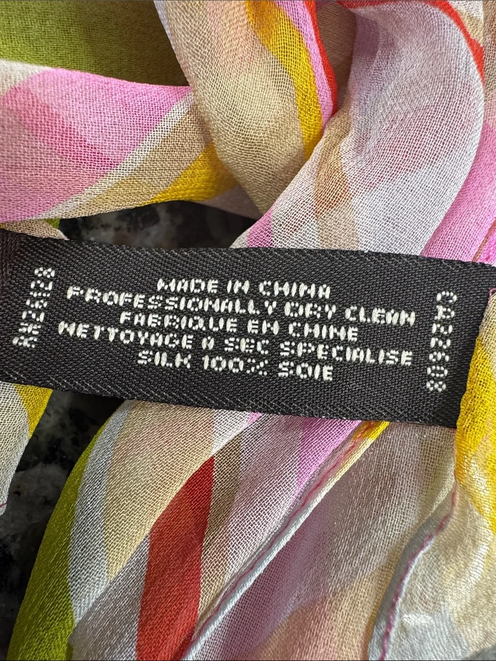 Coach Pink & Green Striped Silk Scarf EUC